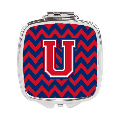 CJ1054-USCM Letter U Chevron Yale Blue & Crimson Compact Mirror