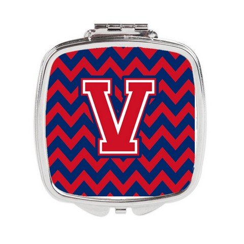 CJ1054-VSCM Letter V Chevron Yale Blue & Crimson Compact Mirror
