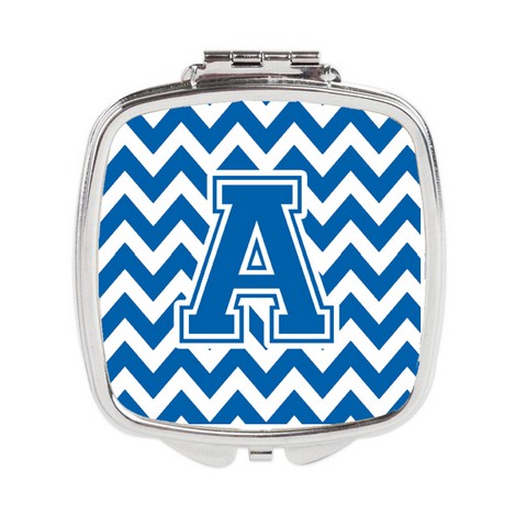 CJ1056-ASCM Letter A Chevron Blue & White Compact Mirror