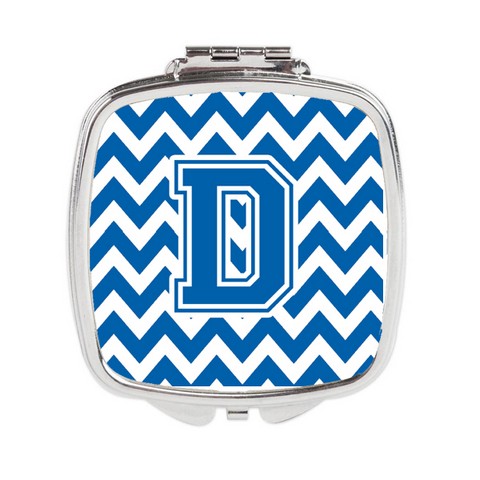 CJ1056-DSCM Letter D Chevron Blue & White Compact Mirror