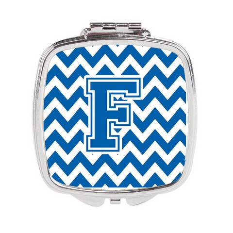 CJ1056-FSCM Letter F Chevron Blue & White Compact Mirror