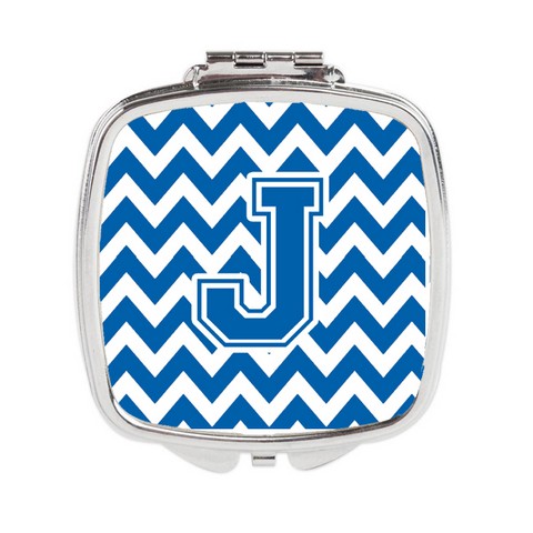 CJ1056-JSCM Letter J Chevron Blue & White Compact Mirror