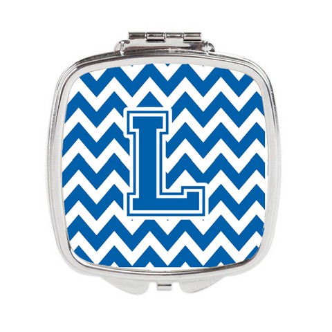 CJ1056-LSCM Letter L Chevron Blue & White Compact Mirror