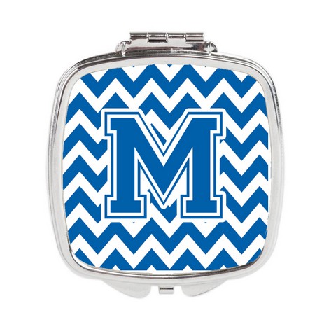 CJ1056-MSCM Letter M Chevron Blue & White Compact Mirror