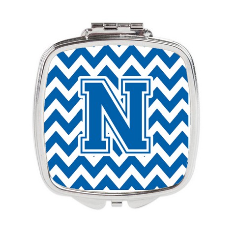 Letter N Chevron Blue & White Compact Mirror - Blue & White