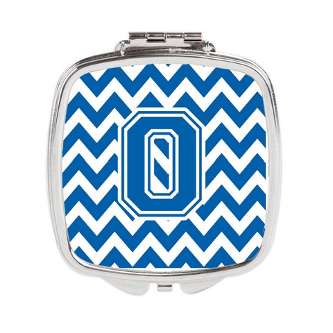 CJ1056-OSCM Letter O Chevron Blue & White Compact Mirror