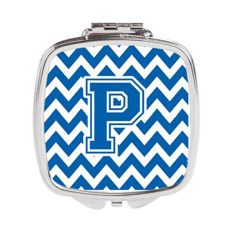 CJ1056-PSCM Letter P Chevron Blue & White Compact Mirror