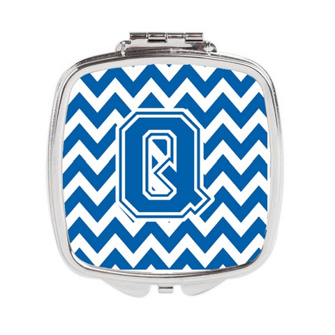 Letter Q Chevron Blue & White Compact Mirror - Blue & White
