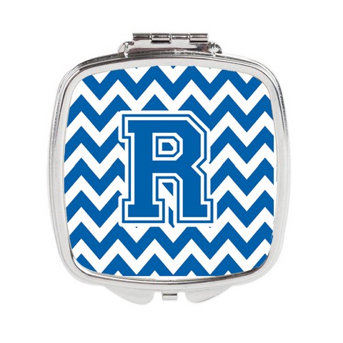 CJ1056-RSCM Letter R Chevron Blue & White Compact Mirror