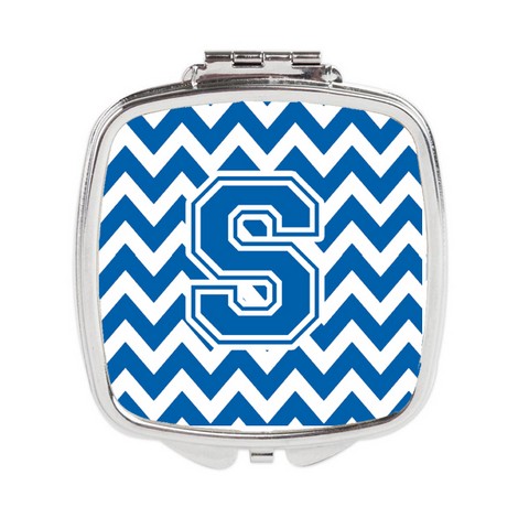 CJ1056-SSCM Letter S Chevron Blue & White Compact Mirror