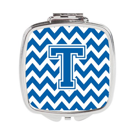 CJ1056-TSCM Letter T Chevron Blue & White Compact Mirror