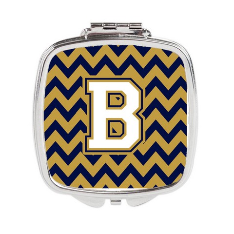 CJ1057-BSCM Letter B Chevron Navy Blue & Gold Compact Mirror