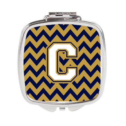 CJ1057-CSCM Letter C Chevron Navy Blue & Gold Compact Mirror