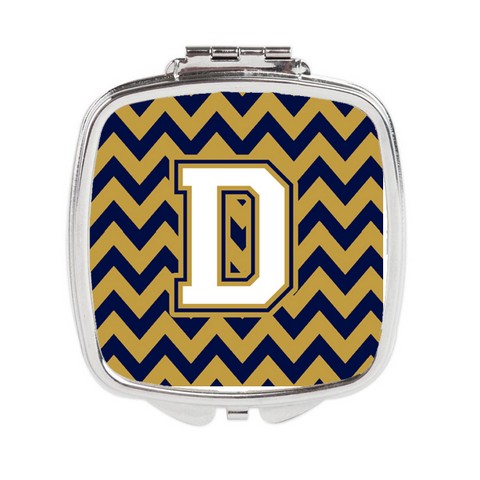 CJ1057-DSCM Letter D Chevron Navy Blue & Gold Compact Mirror