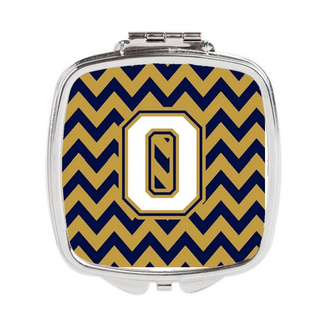 CJ1057-OSCM Letter O Chevron Navy Blue & Gold Compact Mirror