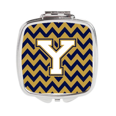 CJ1057-YSCM Letter Y Chevron Navy Blue & Gold Compact Mirror
