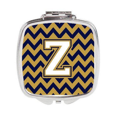 CJ1057-ZSCM Letter Z Chevron Navy Blue & Gold Compact Mirror