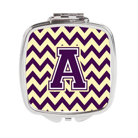 CJ1058-ASCM Letter A Chevron Purple & Gold Compact Mirror