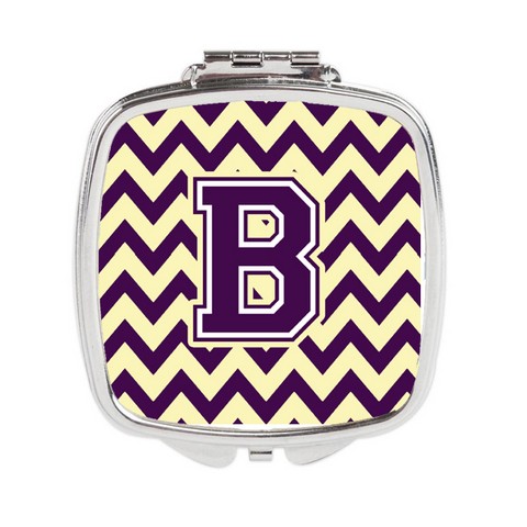 CJ1058-BSCM Letter B Chevron Purple & Gold Compact Mirror