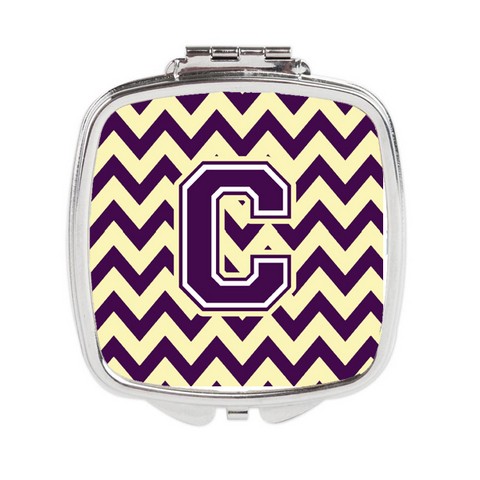 CJ1058-CSCM Letter C Chevron Purple & Gold Compact Mirror