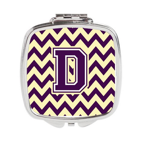 CJ1058-DSCM Letter D Chevron Purple & Gold Compact Mirror