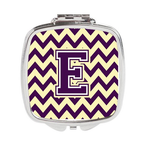 CJ1058-ESCM Letter E Chevron Purple & Gold Compact Mirror