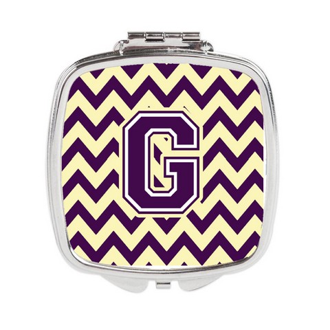 CJ1058-GSCM Letter G Chevron Purple & Gold Compact Mirror