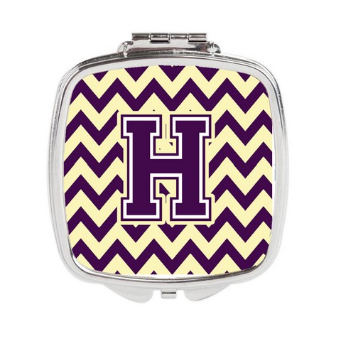 CJ1058-HSCM Letter H Chevron Purple & Gold Compact Mirror