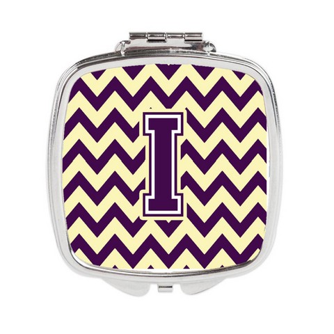 CJ1058-ISCM Letter I Chevron Purple & Gold Compact Mirror