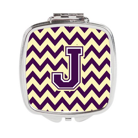 CJ1058-JSCM Letter J Chevron Purple & Gold Compact Mirror