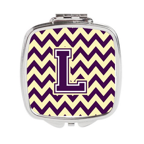 CJ1058-LSCM Letter L Chevron Purple & Gold Compact Mirror