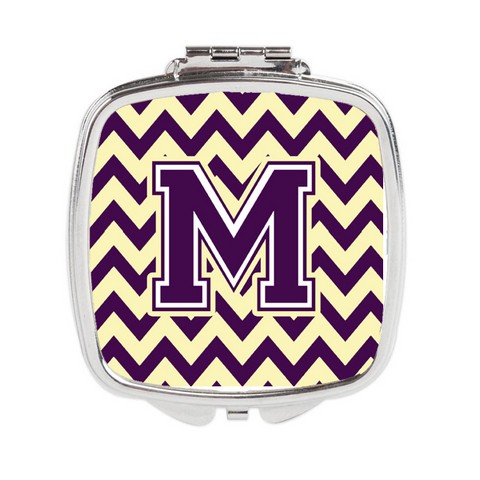 CJ1058-MSCM Letter M Chevron Purple & Gold Compact Mirror