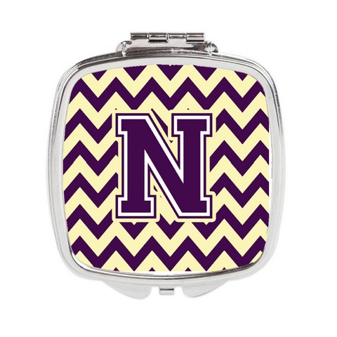 CJ1058-NSCM Letter N Chevron Purple & Gold Compact Mirror