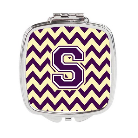 CJ1058-SSCM Letter S Chevron Purple & Gold Compact Mirror