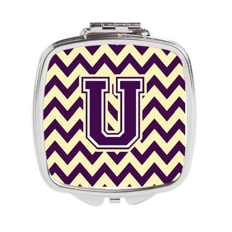 CJ1058-USCM Letter U Chevron Purple & Gold Compact Mirror