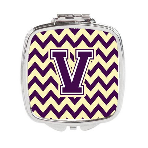CJ1058-VSCM Letter V Chevron Purple & Gold Compact Mirror