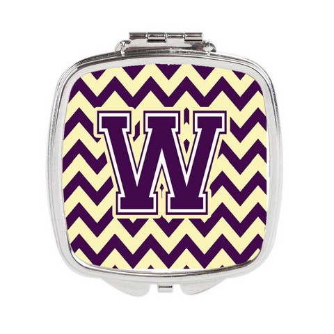 CJ1058-WSCM Letter W Chevron Purple & Gold Compact Mirror