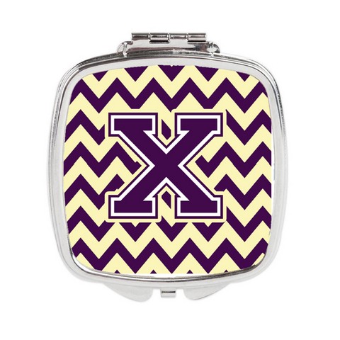 CJ1058-XSCM Letter X Chevron Purple & Gold Compact Mirror