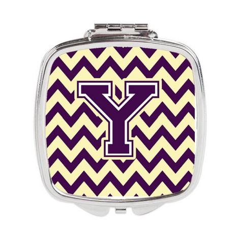 CJ1058-YSCM Letter Y Chevron Purple & Gold Compact Mirror