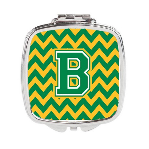 CJ1059-BSCM Letter B Chevron Green & Gold Compact Mirror