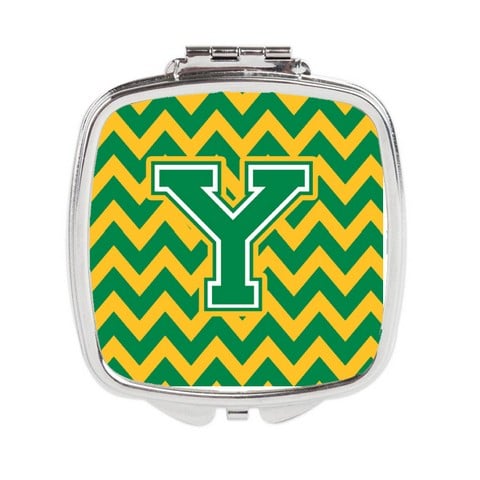 CJ1059-YSCM Letter Y Chevron Green & Gold Compact Mirror