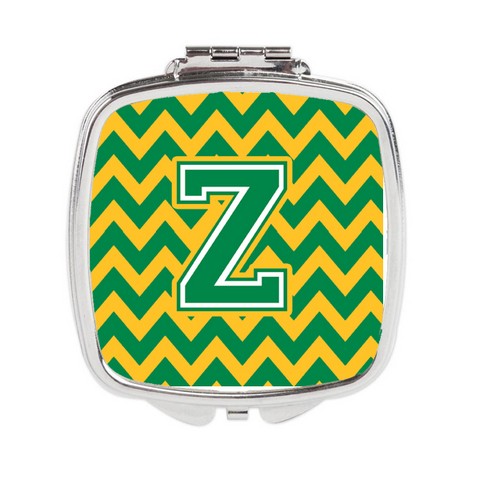 CJ1059-ZSCM Letter Z Chevron Green & Gold Compact Mirror