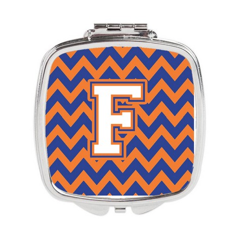 CJ1060-FSCM Letter F Chevron Blue & Orange No.3 Compact Mirror