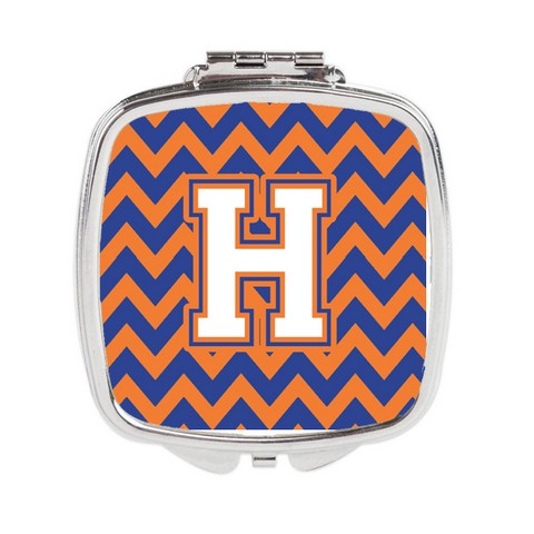 Letter H Chevron Blue & Orange No.3 Compact Mirror