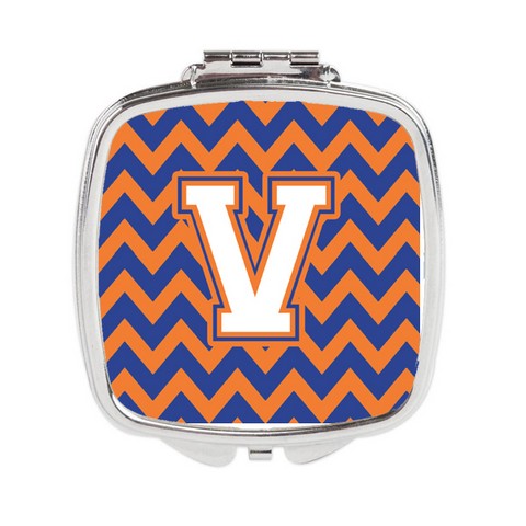 CJ1060-VSCM Letter V Chevron Blue & Orange No.3 Compact Mirror