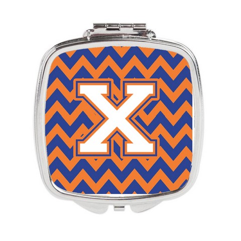 CJ1060-XSCM Letter X Chevron Blue & Orange No.3 Compact Mirror