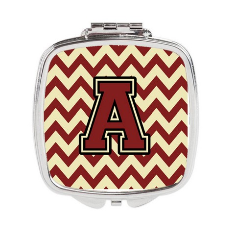 CJ1061-ASCM Letter A Chevron Maroon & Gold Compact Mirror