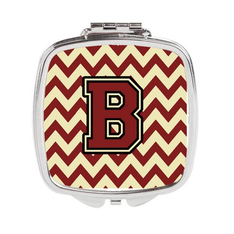 CJ1061-BSCM Letter B Chevron Maroon & Gold Compact Mirror