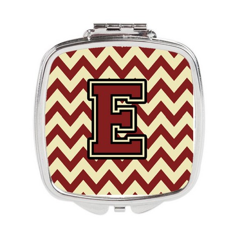 CJ1061-ESCM Letter E Chevron Maroon & Gold Compact Mirror