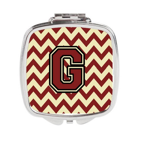 CJ1061-GSCM Letter G Chevron Maroon & Gold Compact Mirror